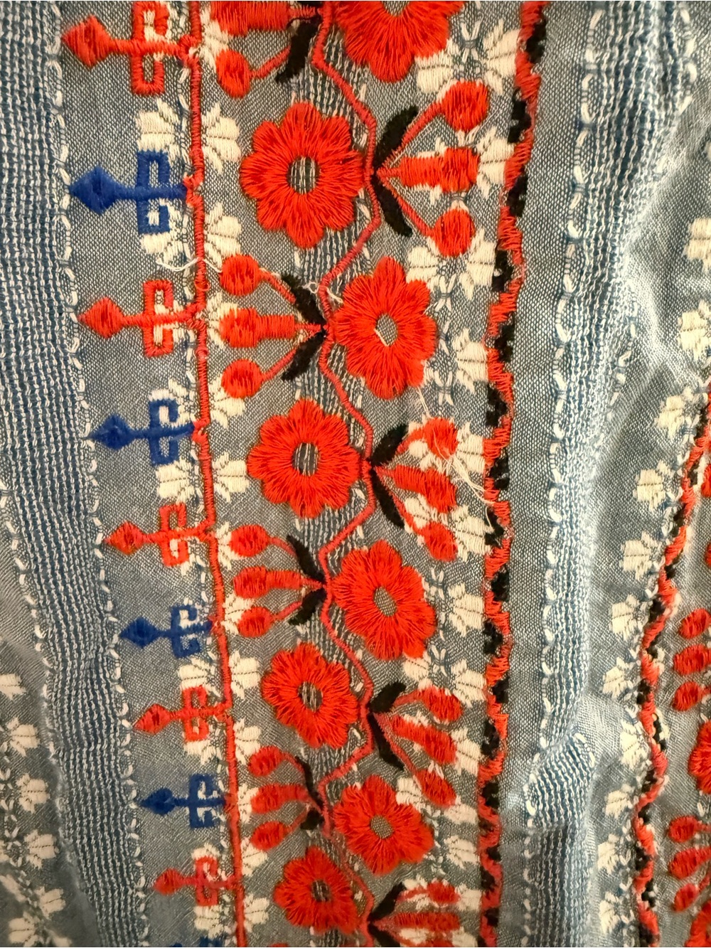 Sundance Boho Blue Floral Embroidered Halter Tank Top - Picture 4 of 5